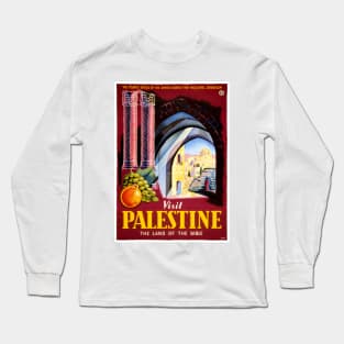 Vintage Travel Poster Visit Palestine Long Sleeve T-Shirt